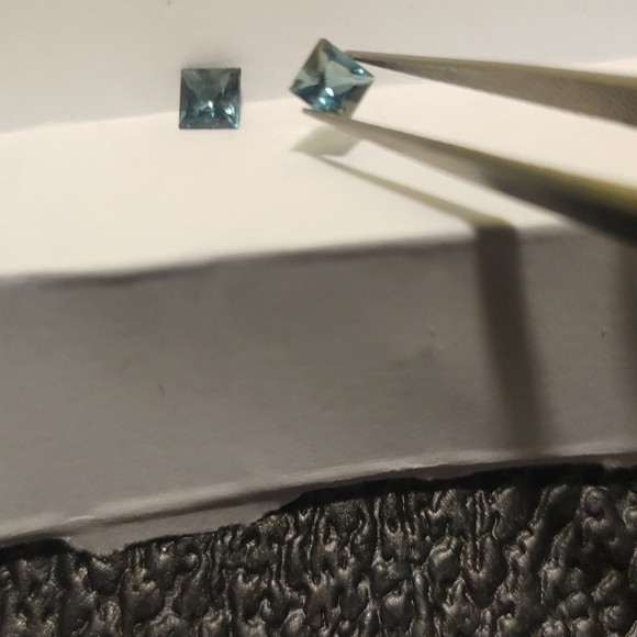 Faceted Man Made Navy Blue Diamond Pair #90 - Picture 4 of 4